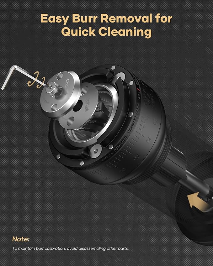 Cocinare ESSENCE GO B38 Pro Manual Coffee Grinder – with Carrying Case Hand Grinder Capacity 30g, Vertex10 Cut Burr & 80 Grind Settings, Perfect for Pour-over, Espresso, Cold Brew (Obsidian Black)