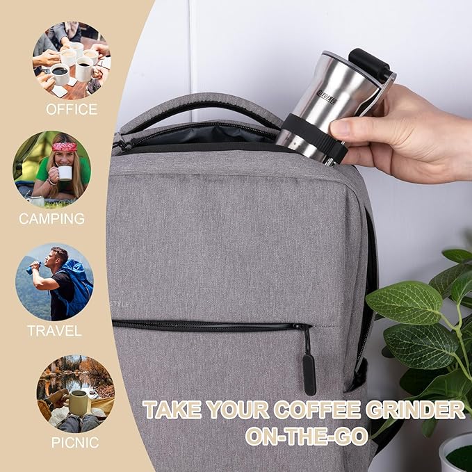 Manual Coffee Grinder, Portable Stainless Steel Hand Crank, 6 Coarseness Settings, Burr Coffee Grinder with Ceramic Burrs, Perfect for Families, Camping