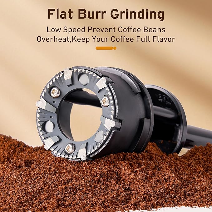 Burr Coffee Grinder Electric, Adjustable Flat Burr Coffee Grinder, Coffee Beans Grinder for Home Use, Compact with 14 Grind Sizes for Home & Office