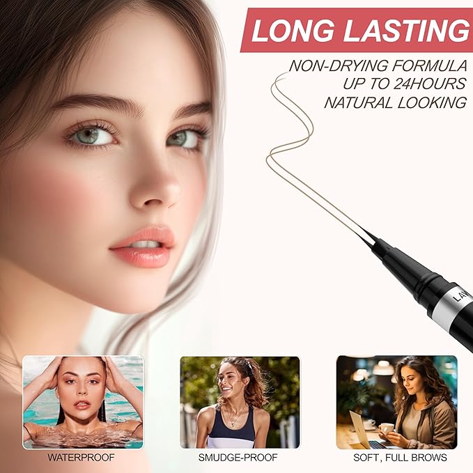 Eyebrow Pencil, 2-in-1 Waterproof Eyebrow Pen, with 2 Tip Microblading Eyebrow Pencil and Ultra-Precise Brow Pencil, with Eyebrow Brush, Eyebrow Pencils for Women, Natural Hair-Like Brows - Taupe