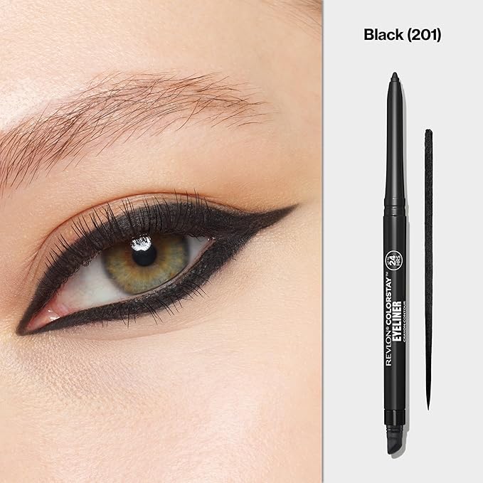 Revlon ColorStay Pencil Waterproof Eyeliner, Smudge-Proof, Eye Makeup with Built-In Sharpener, 201 Black, 2 pack