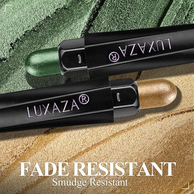 Neutral Eyeshadow Stick Makeup 6PCS Set, Green Metallic Shimmer Matte Cream Eye Shadow Eyeliner Brightener Pencil Crayon - GOLDENTREE