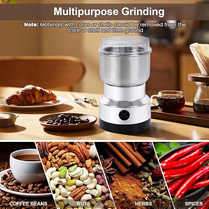 Petyoung Electric Spice Grinder, 150W Powerful One- Touch Mini Home Grinder, 300ml Grinder Smash Machine, Multi- Function for Grain Nuts Seasoning Coffee Beans Spices and More