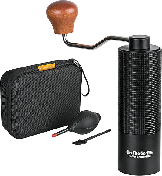 Manual Coffee Grinder - Stainless Steel Conical Burr with Adjustable Setting, Double Bearing - Max Capacity 0.88oz, Hand Grinder for Home, Travel and Camping, and Gift