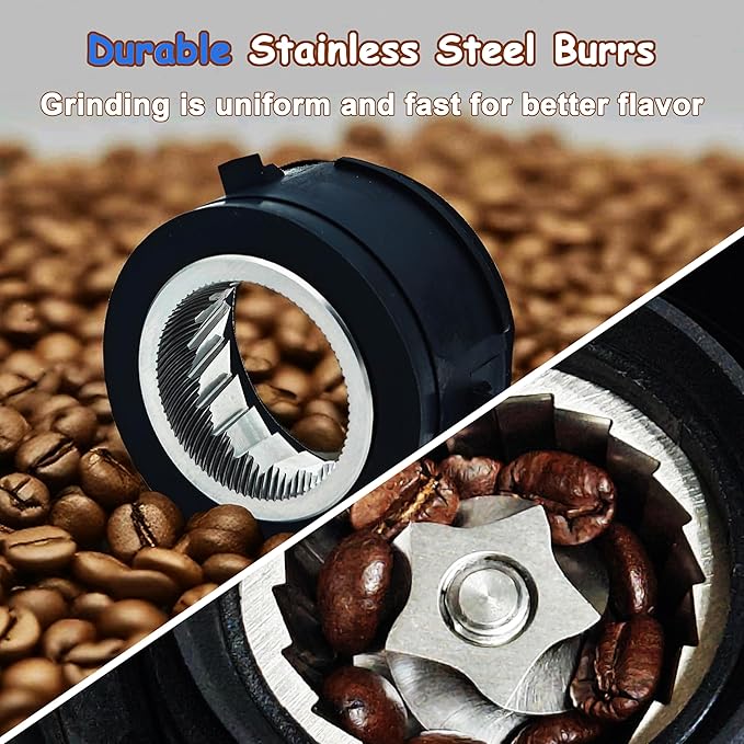 Electric Conical Burr Coffee Bean Grinder with 25 Precise Settings, Touchscreen Adjustable Electric Burr Mill with LED Screen, Organ-Style Powder Blower (Anti-static)