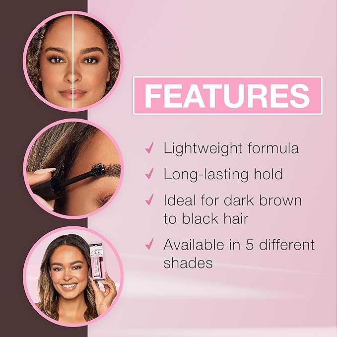 Ardell Brow Glue Dark Brown with Styling Brush – Tinted Eyebrow Gel for Lamination Lift, All-Day Extreme Hold Brow Gel for Defined Brows, 0.35 oz