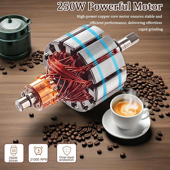 Spice Grinder, 250W Powerful Electric Coffee Grinders, 500ml Mini Home Grinder Smash Machine with Steel 6-Blades for Grinding Coffee Beans Spices Dry Herbs Nuts,One-Button Operation