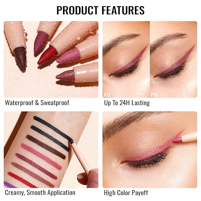 Oulac Yellow Eyeliner Pencil, Waterproof Retractable Eye Liner Pen, Smooth and Creamy Eye Makeup for Precision Application Vegan & Cruelty-Free, 12 Lemon Cake
