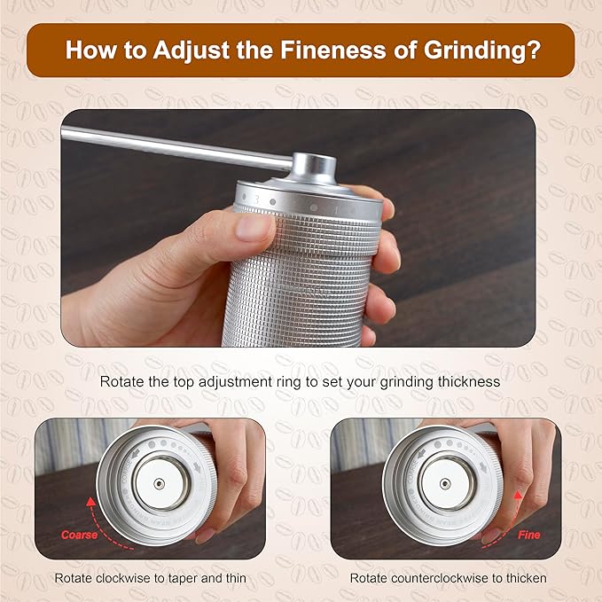 M7 Manual Coffee Grinder, Capacity 35g, Seven Segment Burr Sharpening, 48 External Grind Settings, for Manual Coffee Mill Poured Over French Espresso