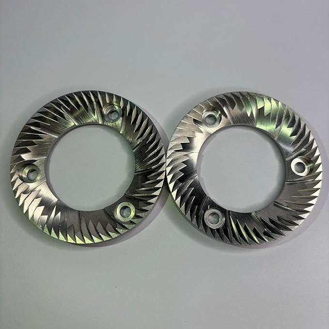 64mm Flat Coffee Bean Grinding Blade Burr With 12 Inner Breakers 56 teeth, Compatible to mostly 64mm Flat Burr Coffee Grinder Machines Replacement Repair Milling Parts & Accessories 1 Set 2pc