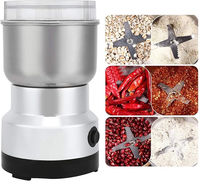 Electric Grinder, 100-200W Multifunctinal Electric Coffee Grinder Kitchen Mill Machine for Grains, Nuts, Beans, Spices(US Plug 110V)