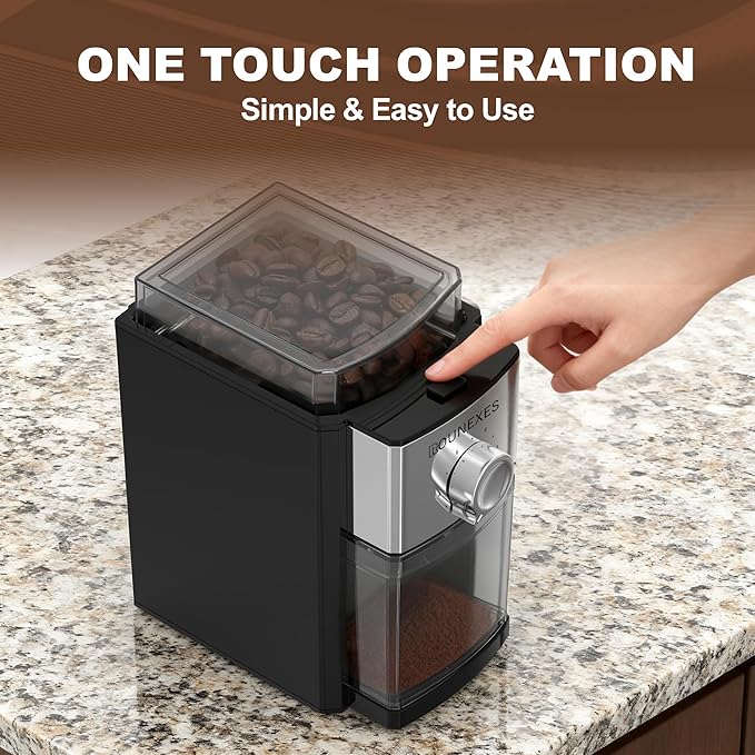 Burr Coffee Grinder Electric, Coffee Beans Grinder for Home Use, Burr Mill Grinder with 17 Precision Settings– for Espresso, Pour Over & Cold Brew