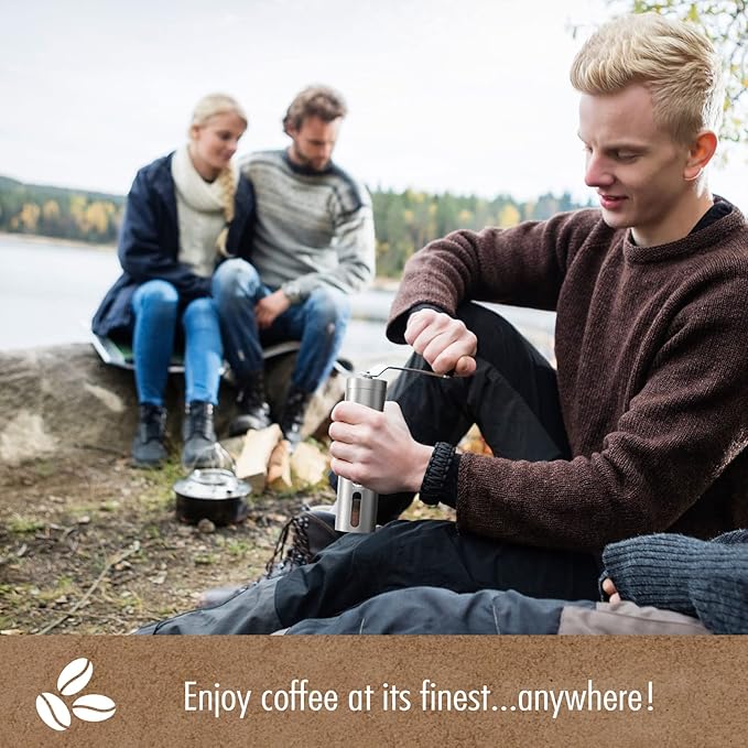 Manual Coffee Grinder by iTrends – Stainless Steel Manual Coffee Bean Grinder, Manual Burr Hand Crank Coffee Grinder with Adjustable Settings for Espresso to Coarse Coffee. Perfect Coffee Lovers Gift.