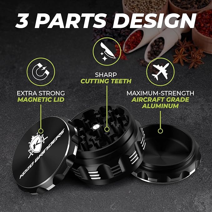2.5 Inch Grinder Mills, Aluminum (Black)