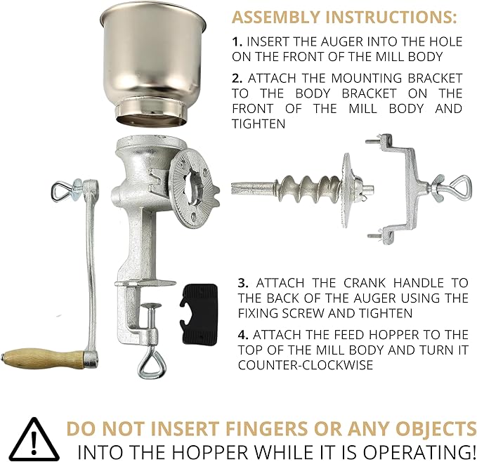 Handheld Iron Grain Mill - Manual Mill Food Grinder Hand Crack Corn Grinder Crank Grains Oats Corn Wheat Coffee Nuts Malt Mill Hand Operated Grain