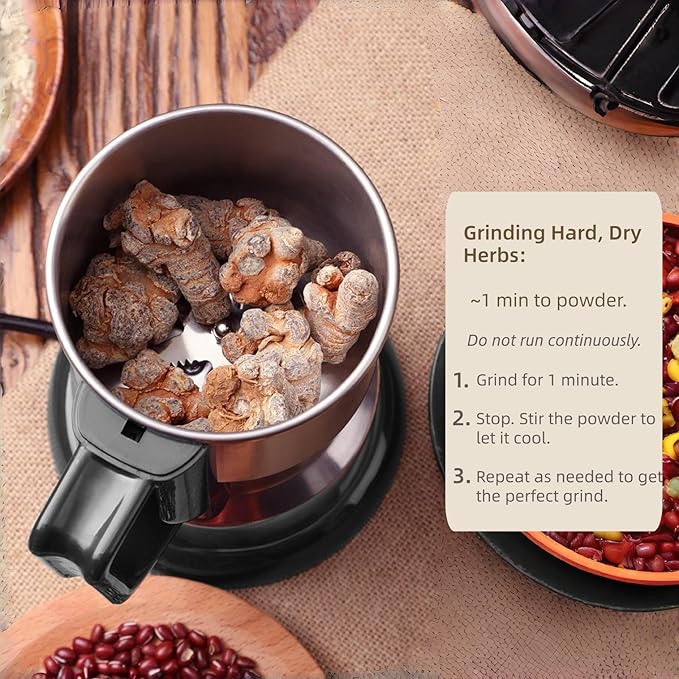 Coffee Grinder Electric, 400W Spice Grinder for Fine Powder, 14oz Large-Capacity Beans Herb Grinders with 304 Stainless Steel Blades, Grain Mills for Home Use