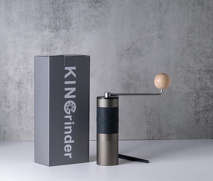 【Iron Gray】KINGrinder K1 Manual Hand Coffee Grinder with Straight Handle for French Press, Drip, Espresso with Assembly Consistency Stainless Steel Conical Burr Mill, 20-25g Capacity