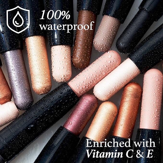 Julep Eyeshadow 101 Crème-to-Powder Waterproof Eyeshadow Stick Duo – Long-Lasting, Crease-Proof, Easy Apply with Built-in Smudger -Taupe Shimmer and Stone