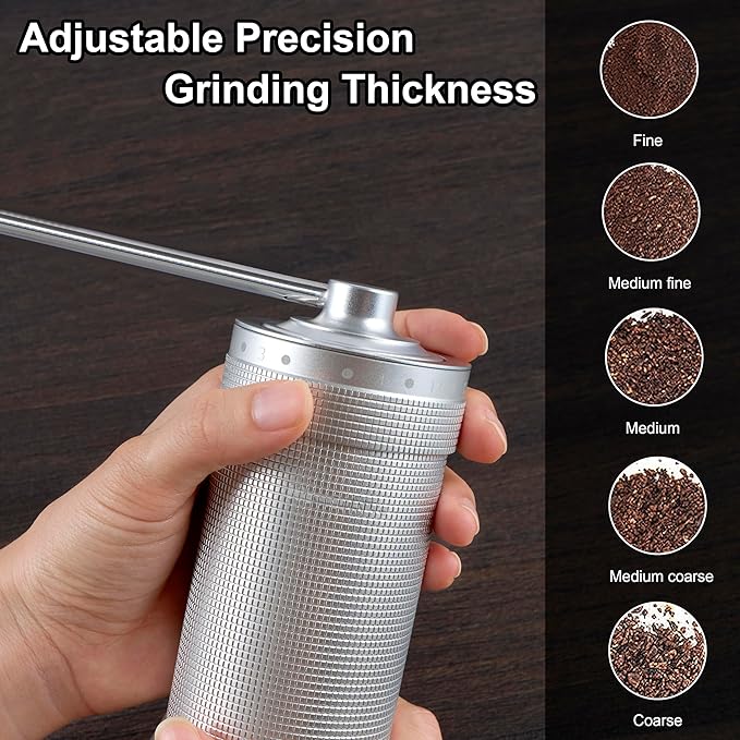 M7 Manual Coffee Grinder, Capacity 35g, Seven Segment Burr Sharpening, 48 External Grind Settings, for Manual Coffee Mill Poured Over French Espresso