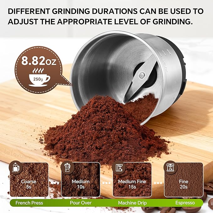 Electric Coffee Grinder, 28000rpm, Vegetable, Seed, Spice Grinding, Kitchen Wet Grinding and Dry Grinding 2-in-1, Removable Bowl, US Plug (Black, Dry Grind (1 Bowl))