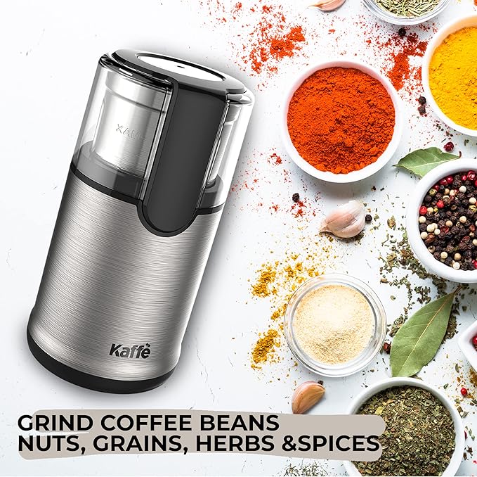 Kaffe Electric Coffee Blade Grinder w/Removable Cup - 4.5oz - Stainless Steel (w/Cleaning Brush)